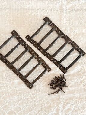 12 Cast Iron Antique Window Sash Bar Lifts Drawer Pulls Screws Included